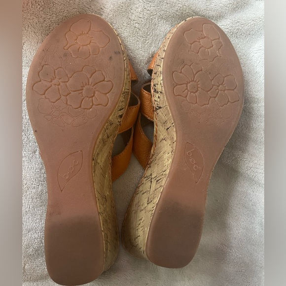 BOC Sandals Women's 9 Orange Floral Cork Wedge Slip On Cushioned Comfort Shoes - Picture 14 of 15